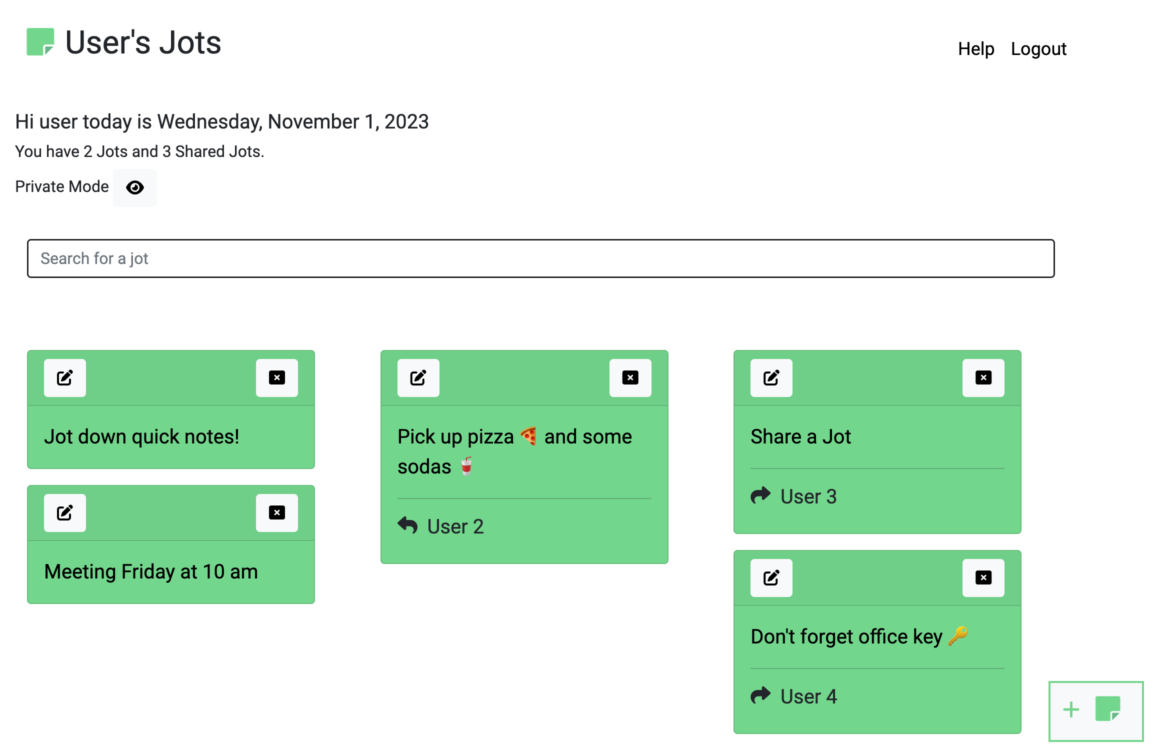 User board for Jotsquare.